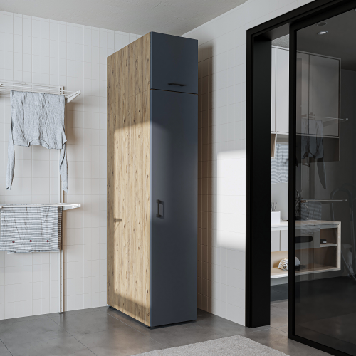 Colonna mobile armadio portascope lavanderia 45xH230 cm rovere antracite Shine