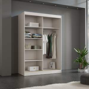 Armadio ante scorrevoli con specchio guardaroba moderno 120xH215 beige Matilde