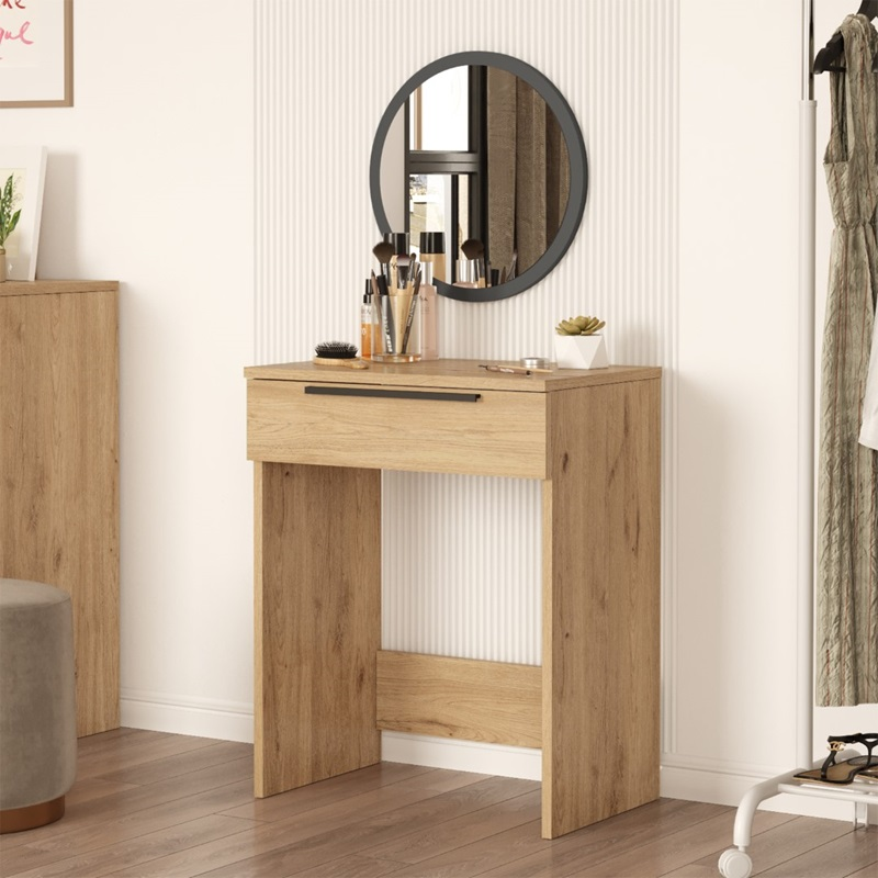 Mobile consolle ingresso salvaspazio specchio toeletta 60 cm rovere Rubik