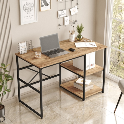 Scrivania consolle moderna ufficio 120xH75 cm industrial rovere nero Victoria-D