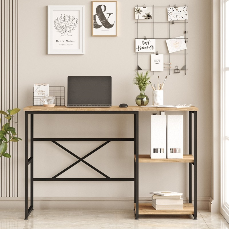 Scrivania consolle moderna ufficio 120xH75 cm industrial rovere nero Victoria-D