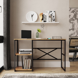 Scrivania consolle moderna ufficio 120xH75 cm industrial rovere nero Victoria-S