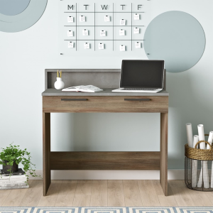 Scrivania consolle moderna salvaspazio ufficio 94xH90 cm design marrone cemento Dexter