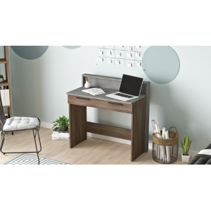 Scrivania consolle moderna salvaspazio ufficio 94xH90 cm design marrone cemento Dexter