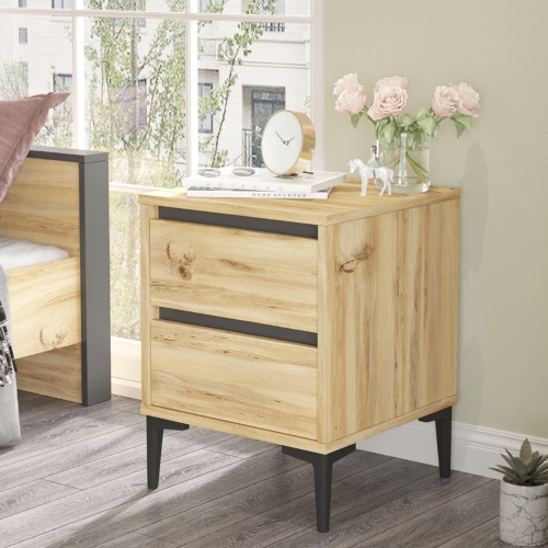 Comodino moderno 2 cassetti design 45xH59 rovere antracite Grace