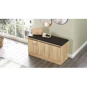 Cassapanca scarpiera 90xH46 cm 3 ante ingresso cuscino rovere Spot-2