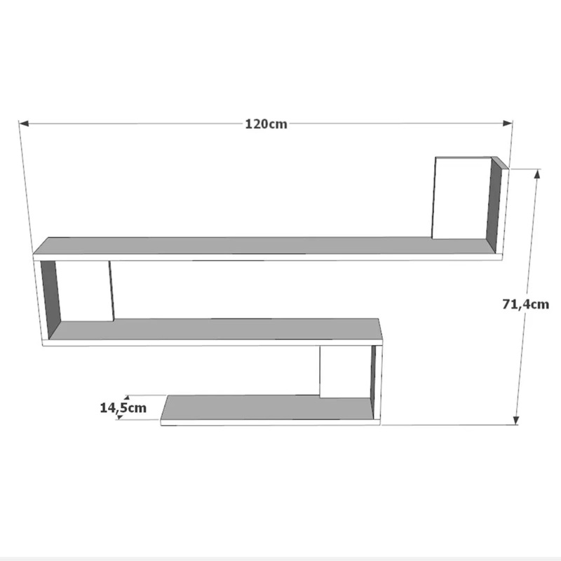 Mensola libreria 120xH71 cm pensile da parete design moderno rovere Boa