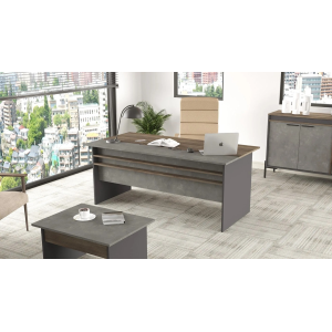 Scrivania ufficio moderna lineare 180xH75 cm rovere scuro antracite ossido Office