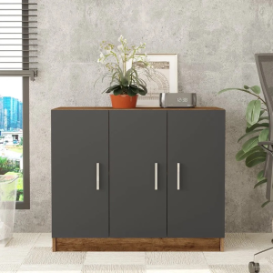 Arredo ufficio moderno completo rovere scuro antracite Task-8