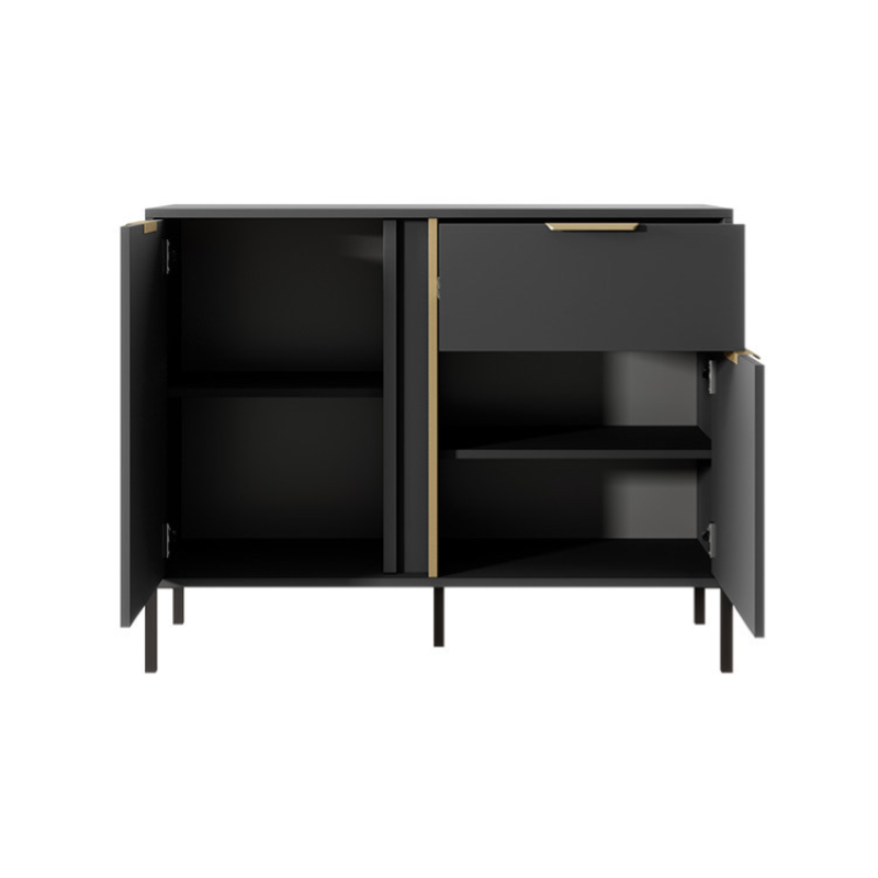 Credenza madia moderna 103xH81 1 cassetto 2 ante antracite oro Sky