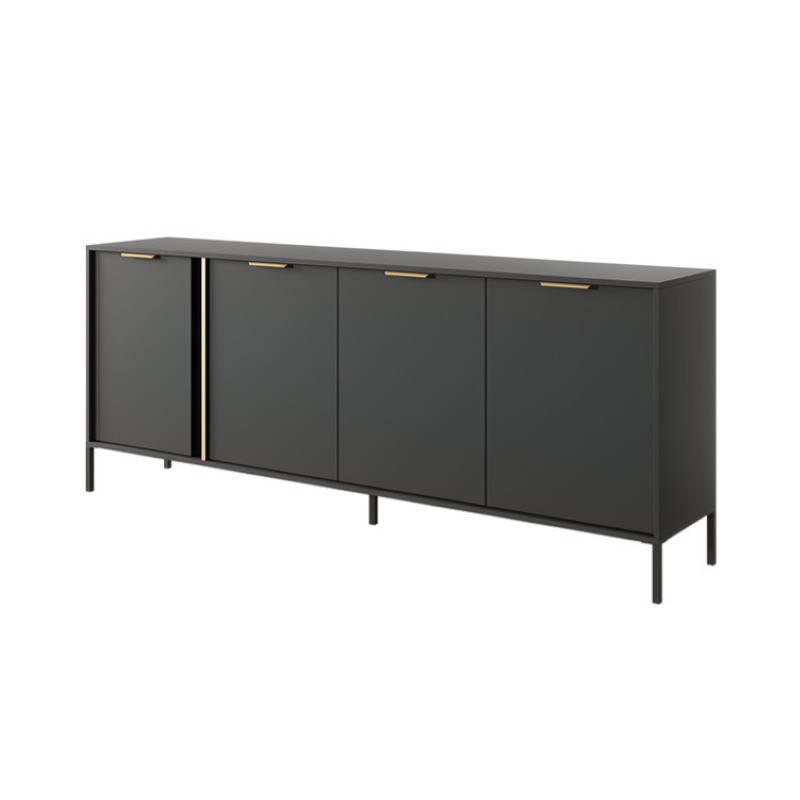 Credenza madia moderna 203xH81 4 ante antracite oro Sky