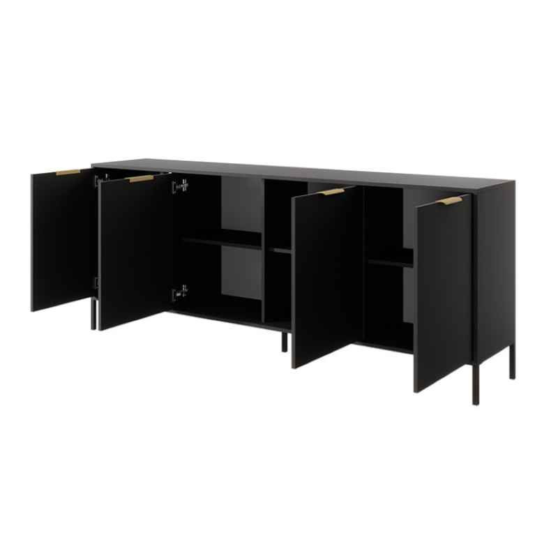 Credenza madia moderna 203xH81 4 ante antracite oro Sky