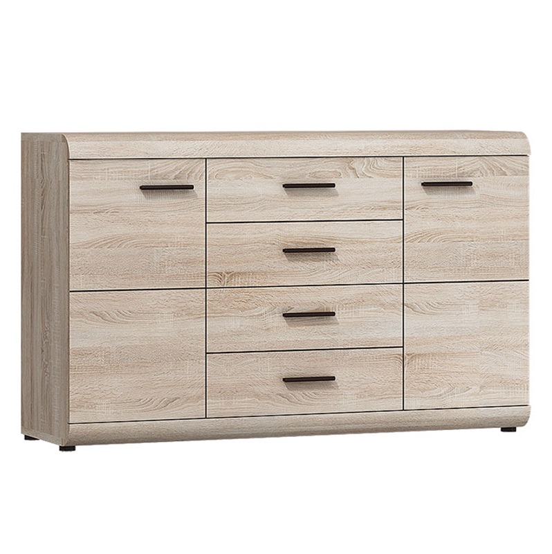 Credenza madia moderna 120xH87 2 ante 4 cassetti rovere chiaro Nature