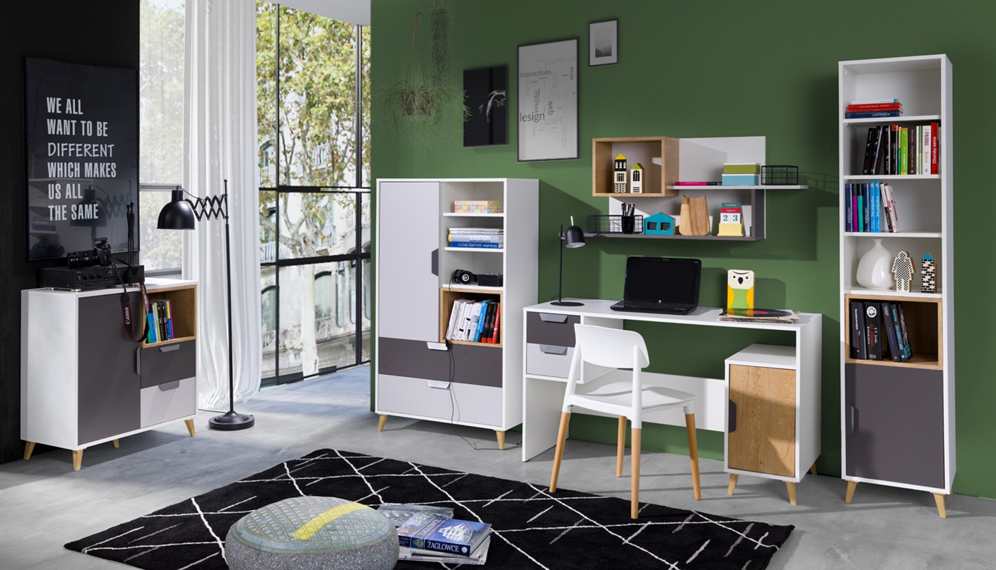 Comò cameretta ragazzi 80xH84 rovere antracite bianco Ala