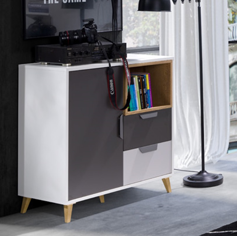 Comò cameretta ragazzi 80xH84 rovere antracite bianco Ala