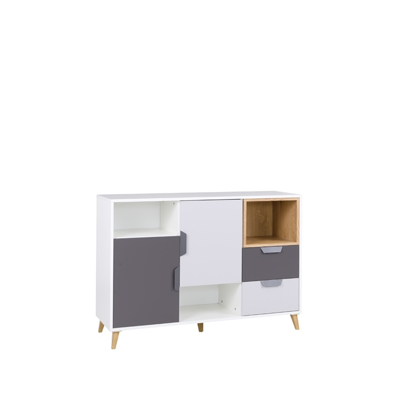 Comò vani a giorno cameretta ragazzi 120xH84 rovere antracite bianco Ala
