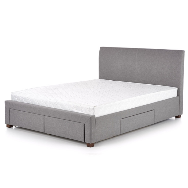 Letto matrimoniale contenitore 160x200 in tessuto grigio cassettoni Venezia