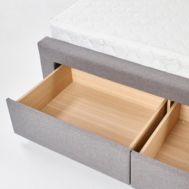Letto matrimoniale contenitore 160x200 in tessuto grigio cassettoni Venezia