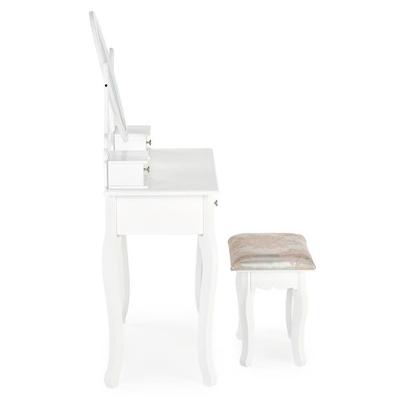 Toeletta con specchio trucco sgabello portagioie shabby bianca Charlotte