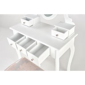 Toeletta con specchio trucco sgabello portagioie shabby bianca Charlotte