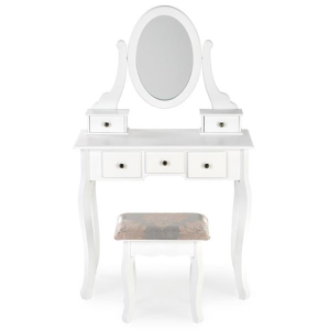 Toeletta con specchio trucco sgabello portagioie shabby bianca Charlotte
