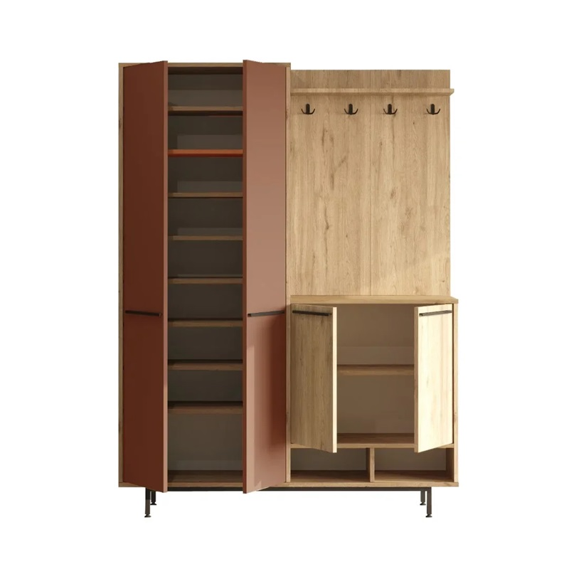 Mobile ingresso moderno 147xH196 cm appendiabiti rovere mattone Tokyo