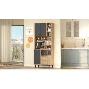 Mobile da cucina dispensa multiuso microonde 88xH205 cm antracite rovere Glass