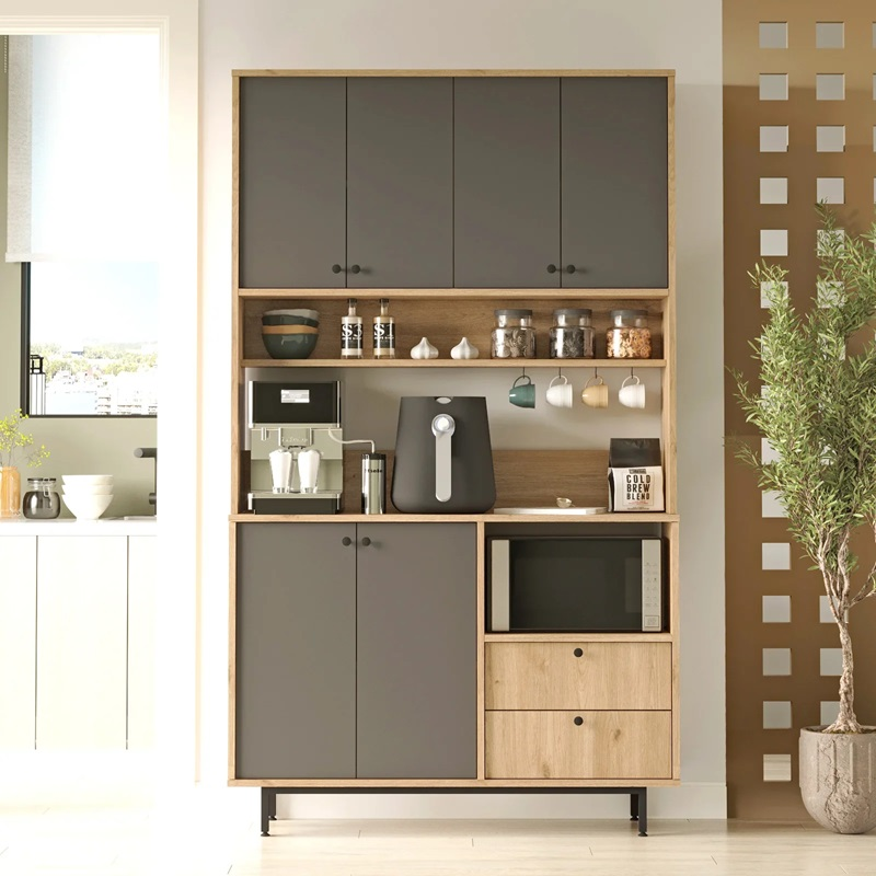 Mobile da cucina dispensa multiuso microonde 120xH205 cm rovere antracite Commis