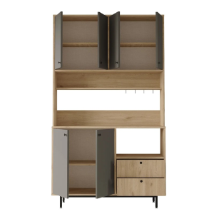Mobile da cucina dispensa multiuso microonde 120xH205 cm rovere antracite Commis