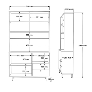 Mobile da cucina dispensa multiuso microonde 120xH205 cm rovere antracite Commis