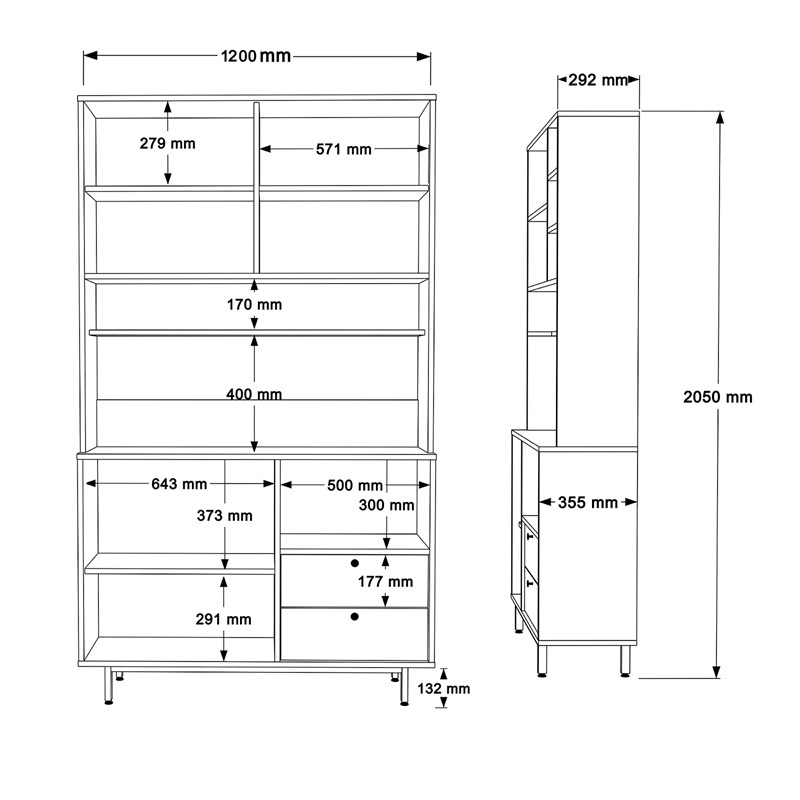 Mobile da cucina dispensa multiuso microonde 120xH205 cm rovere antracite Commis