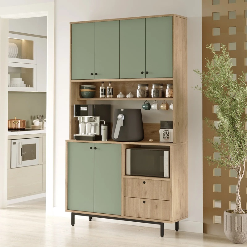 Mobile da cucina dispensa multiuso microonde 120xH205 cm rovere verde Commis