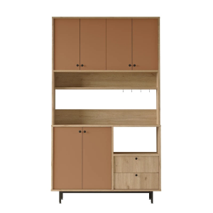 Mobile da cucina dispensa multiuso microonde 120xH205 cm rovere mattone Commis