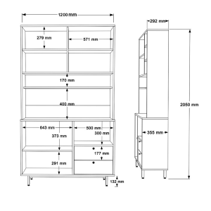 Mobile da cucina dispensa multiuso microonde 120xH205 cm rovere mattone Commis