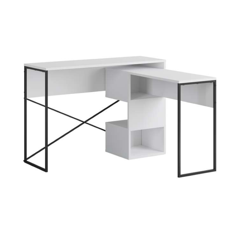 Scrivania ufficio moderna salvaspazio angolare 110x77 bianco nero Regan