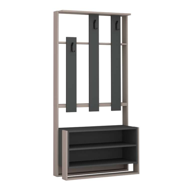 Mobile ingresso moderno 90xH180 appendiabiti tortora antracite Ibra