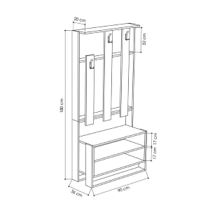 Mobile ingresso moderno 90xH180 appendiabiti tortora antracite Ibra