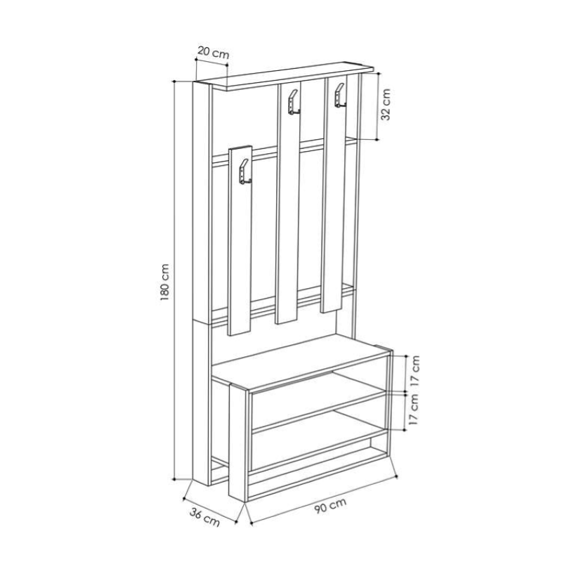 Mobile ingresso moderno 90xH180 appendiabiti tortora antracite Ibra