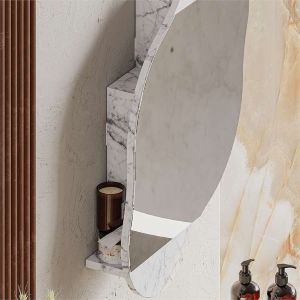 Specchio bagno pensile moderno 3 vani 60xH75 marmo Carrara