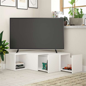 Mobile porta tv moderno design 94xH31 2 cassetti 1 vano bianco Norah