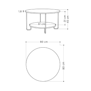 Tavolino soggiorno moderno design 80xH80 bianco Kansas