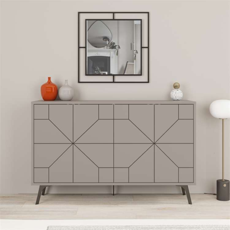 Credenza madia moderna design 123xH77 4 ante tortora Masai
