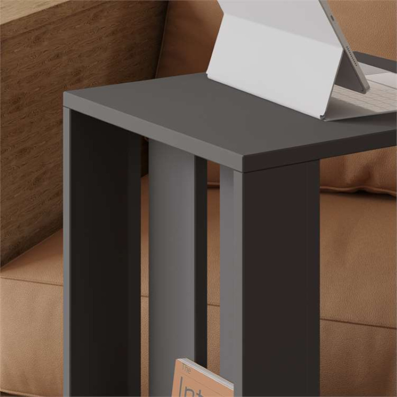 Tavolino soggiorno moderno ruote 37xH67 libreria antracite Star