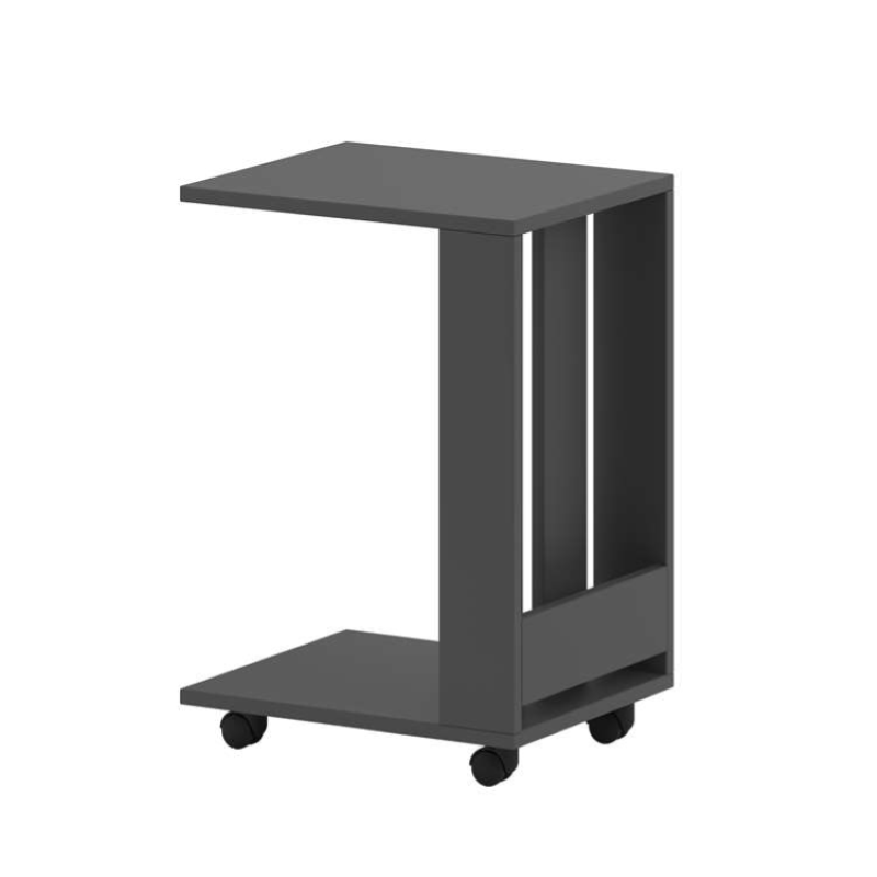 Tavolino soggiorno moderno ruote 37xH67 libreria antracite Star