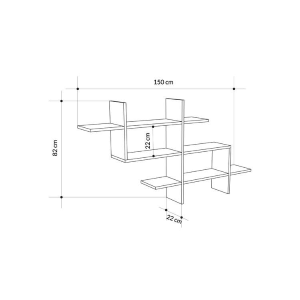 Mensola libreria 150xH82 cm pensile da parete design moderno rovere Gerd