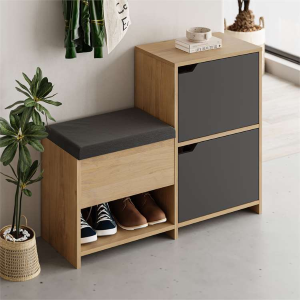 Mobile ingresso moderno scarpiera contenitore 101xH80 cm rovere antracite Luke