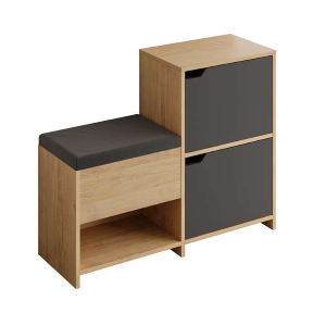 Mobile ingresso moderno scarpiera contenitore 101xH80 cm rovere antracite Luke