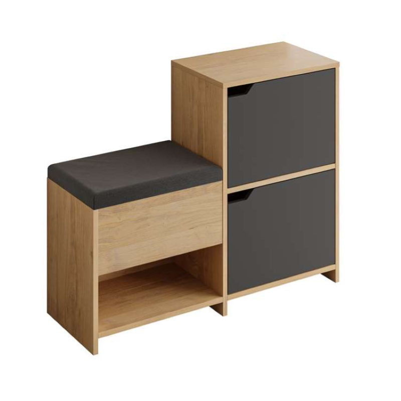 Mobile ingresso moderno scarpiera contenitore 101xH80 cm rovere antracite Luke