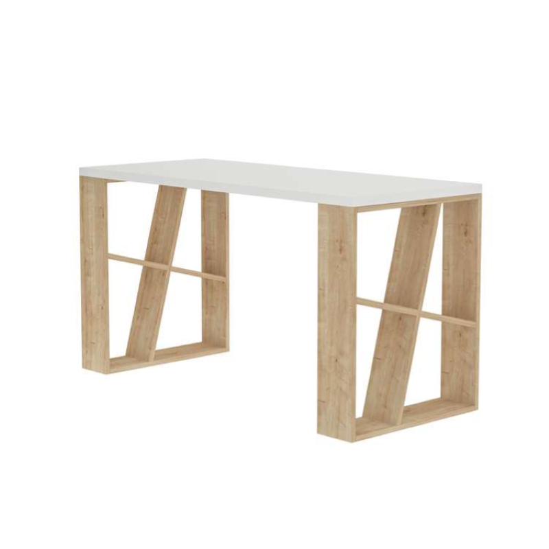 Scrivania moderna 137xH75 ufficio design lineare bianco rovere Pepe