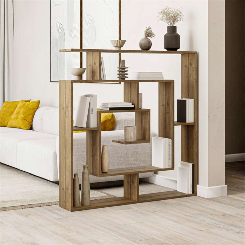 Libreria moderna design soggiorno 125xH129 quercia Maze